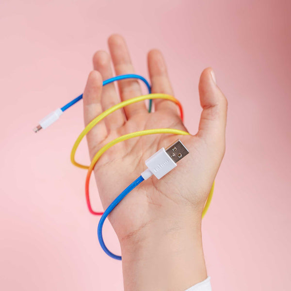 Charles And Marie IPHONE USB Zu Lightning Textil-VERBINDUNGS- & LADEKABEL | 100cm | REGENBOGENFARBEN | Talmo