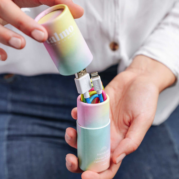 Charles And Marie IPHONE USB Zu Lightning Textil-VERBINDUNGS- & LADEKABEL | 100cm | REGENBOGENFARBEN | Talmo