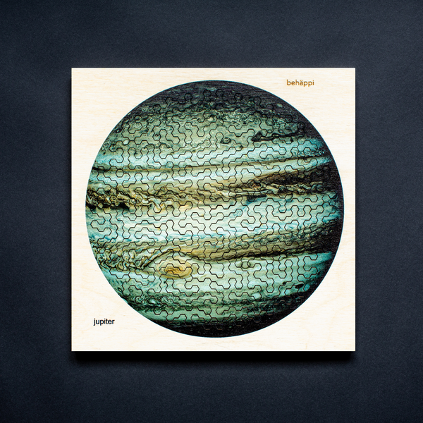 charles and marie JUPITER | Außergewöhnliches IQ-HOLZPUZZLE | PLANETEN-Serie | Level Schwer | Behäppi