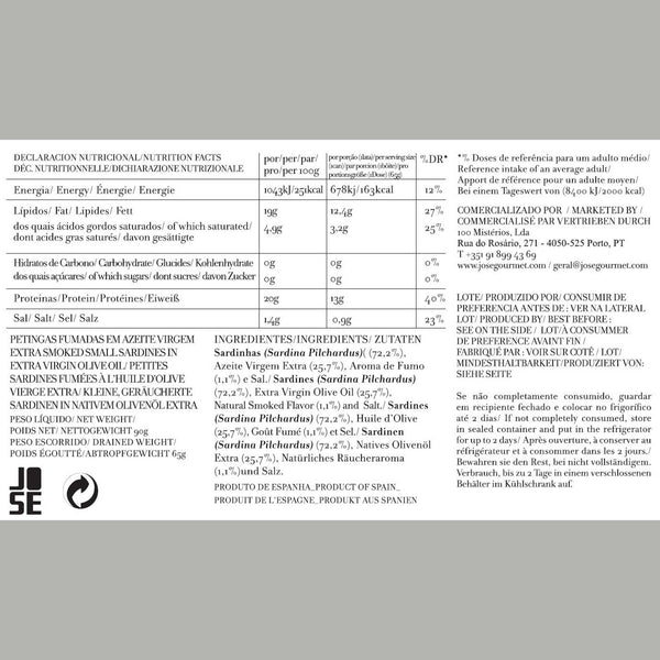 Charles And Marie Kleine Geräucherte SARDINEN In Nativem Olivenöl Extra | Feinkost FISCHKONSERVE | 120gr | José Gourmet