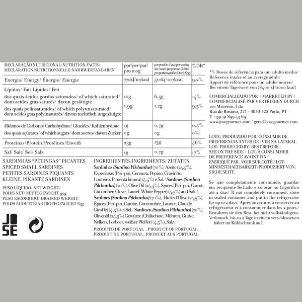 Charles And Marie Kleine Pikante SARDINEN In Olivenöl | Feinkost FISCHKONSERVE | 90gr | José Gourmet