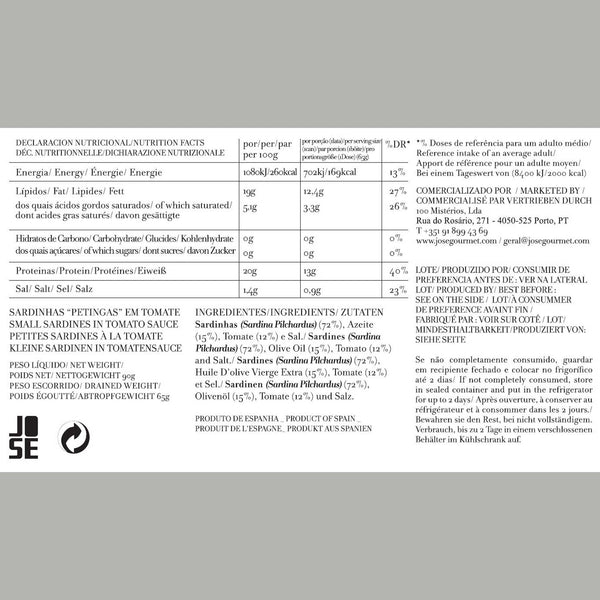 Charles And Marie Kleine SARDINEN In Tomatensauce | Feinkost FISCHKONSERVE | 90gr | José Gourmet