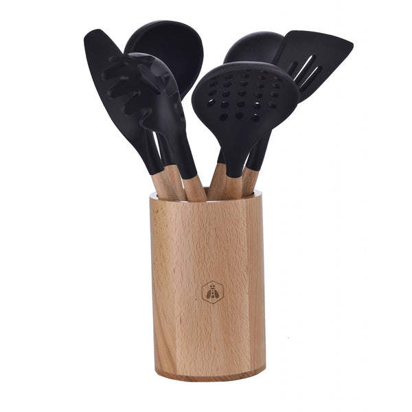 Charles And Marie Kochutensilien-Set Mit Behälter - Black Edition 6-teiliges Set | Laguiole
