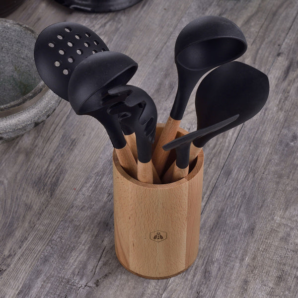 charles and marie Kochutensilien-Set mit Behälter - Black Edition 6-teiliges Set | Laguiole
