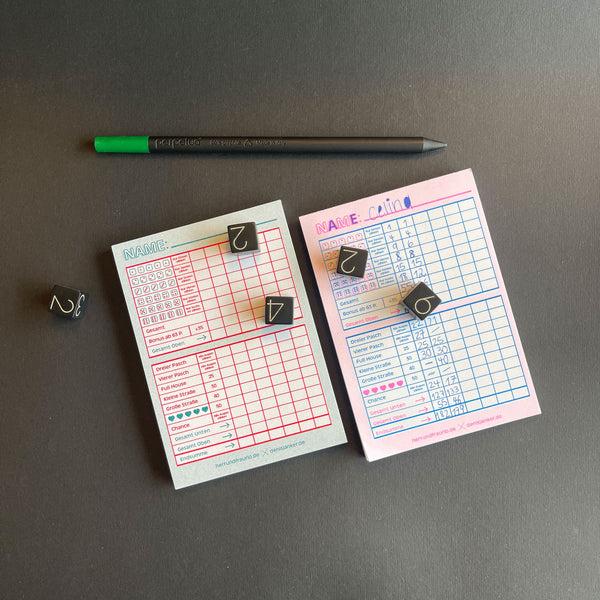 Charles And Marie Kultiges WÜRFELSPIEL | Zwei Spiel-Blöcke | Herr & Frau Rio