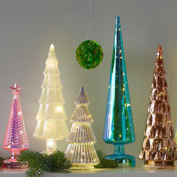 charles and marie Large Colorful LED GLASS LIGHTED TREES - große Glas-TANNENBÄUME mit LED Beleuchtung - 5er Set | MoMA