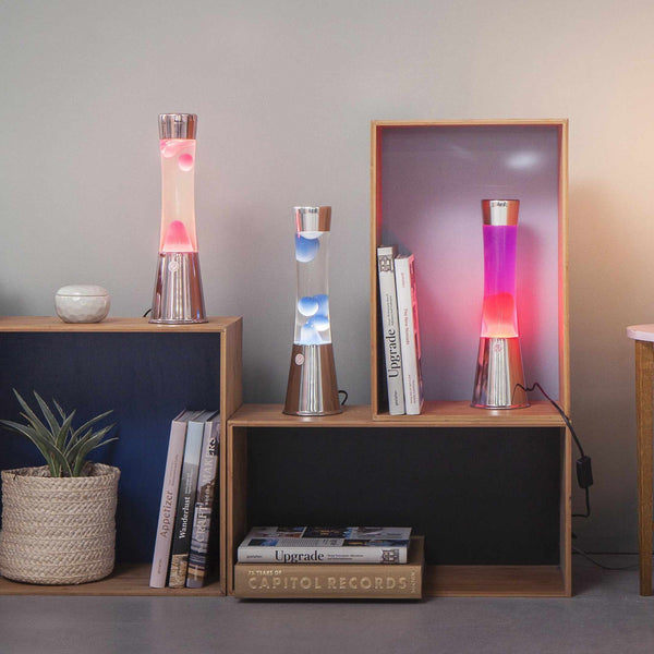 Charles And Marie LAVALAMP | LAVALEUCHTE | Chrom Basis Mit Roter Lava | Fisura