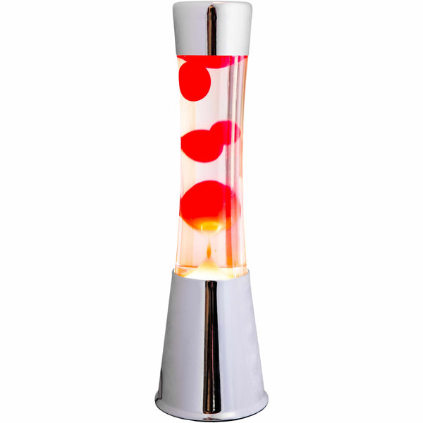 charles and marie LAVALAMP | LAVALEUCHTE | Chrom Basis mit roter Lava | Fisura