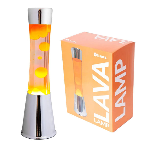 Charles And Marie LAVALAMP - Lavaleuchte - Chrom-Basis Orange Lava H=40cm | Fisura