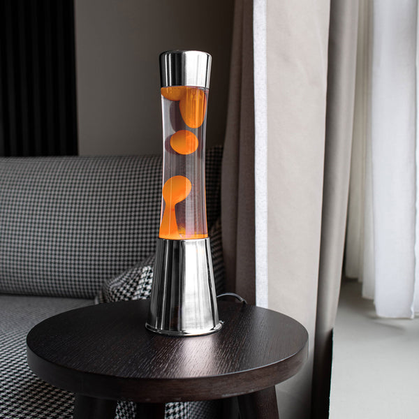 Charles And Marie LAVALAMP - Lavaleuchte - Chrom-Basis Orange Lava H=40cm | Fisura