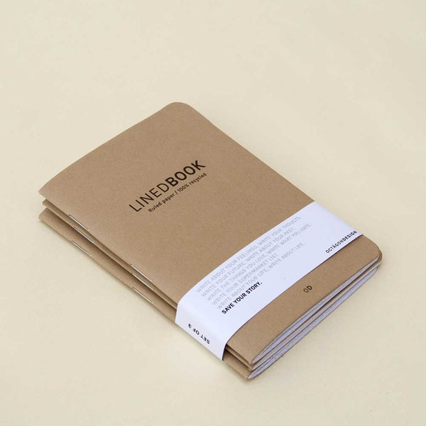 charles and marie Linedbook | 3er Set | linierte beige kleine NOTIZBÜCHER | Octàgon Design