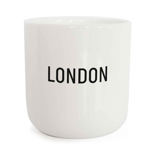 charles and marie LONDON | weisser Kaffee- & Tee-BECHER mit schwarzer Typo | City Collection | PLTY