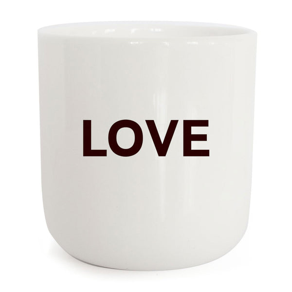 charles and marie LOVE | weisser Kaffee- & Tee-BECHER mit schwarzer Typo | in real life Serie | PLTY
