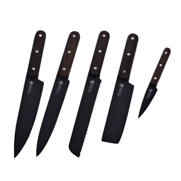 Charles And Marie Magnetischer Messerblock Mit 5 Schwarzen Küchenmessern | Laguiole