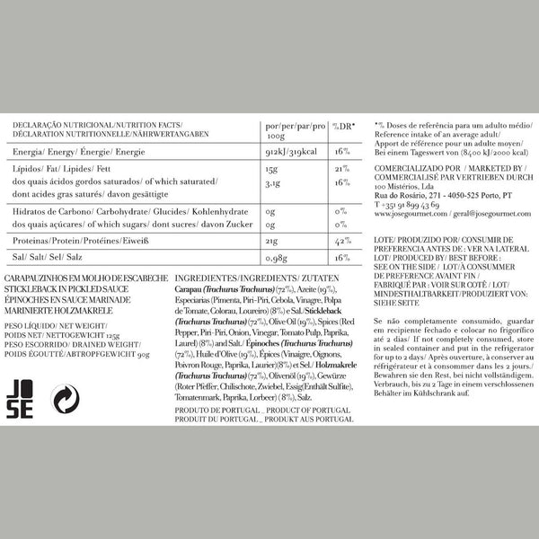 Charles And Marie Marinierte HOLZMAKRELE | Feinkost FISCHKONSERVE | 125gr | José Gourmet