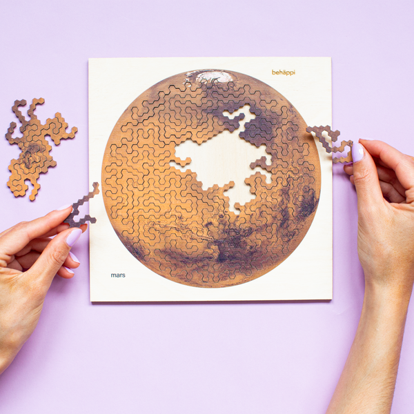 Charles And Marie MARS | Außergewöhnliches IQ-HOLZPUZZLE | PLANETEN-Serie | Level Schwer | Behäppi