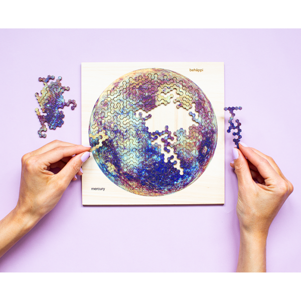 Charles And Marie MERKUR | Außergewöhnliches IQ-HOLZPUZZLE | PLANETEN-Serie | Level Schwer | Behäppi