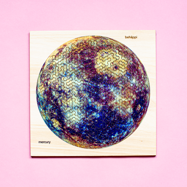 Charles And Marie MERKUR | Außergewöhnliches IQ-HOLZPUZZLE | PLANETEN-Serie | Level Schwer | Behäppi