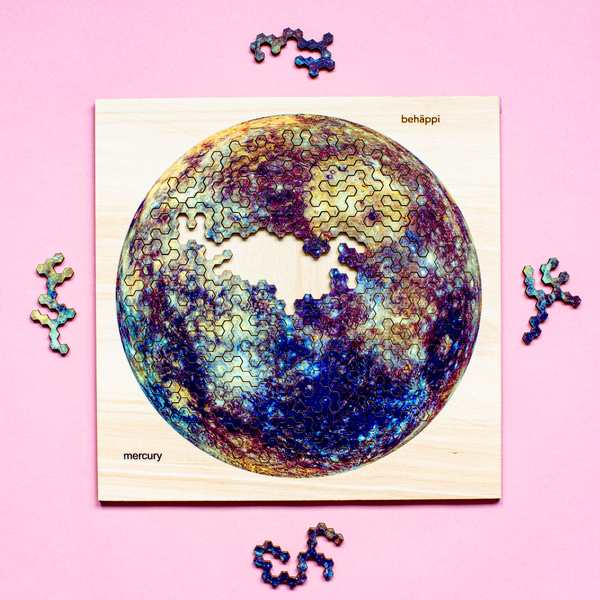 Charles And Marie MERKUR | Außergewöhnliches IQ-HOLZPUZZLE | PLANETEN-Serie | Level Schwer | Behäppi