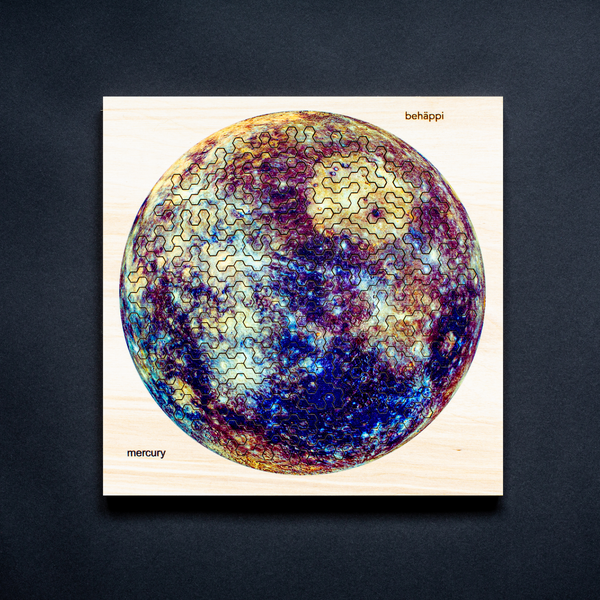 charles and marie MERKUR | Außergewöhnliches IQ-HOLZPUZZLE | PLANETEN-Serie | Level Schwer | Behäppi