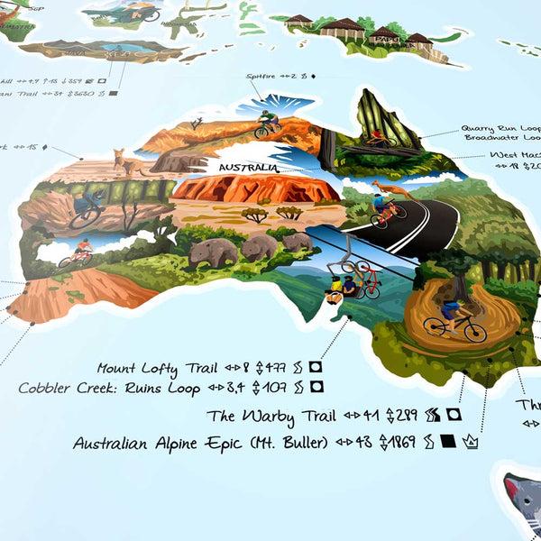 charles and marie MOUNTAIN BIKE MAP | Illustrierte FAHRRAD WELTKARTE | Awesome Maps