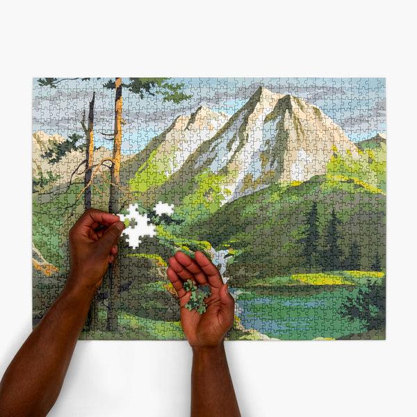 charles and marie MOUNTAINS - Vintage Paint by Numbers - Puzzle 1.000 Teile | parkside