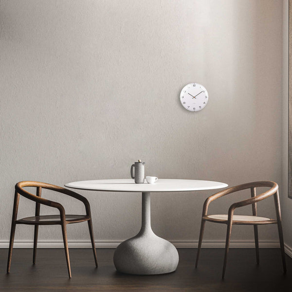 Charles And Marie ONE ARABIC DOME - Geräuscharme WANDUHR - Edelstahl M. Weißem Zifferblatt & Indizes | Huygens