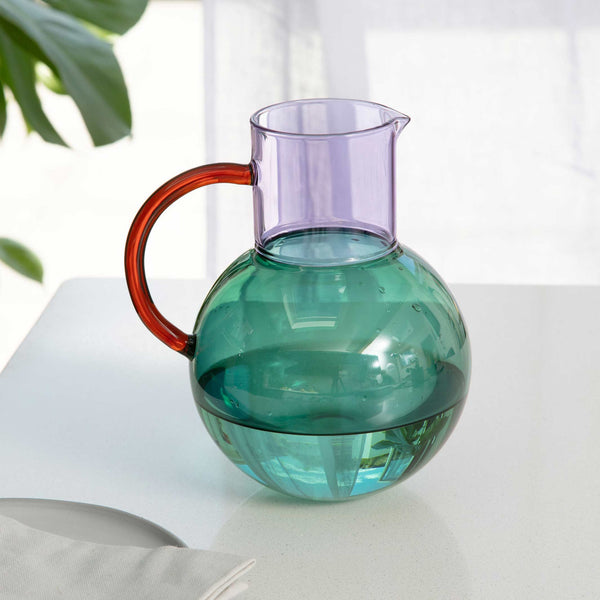 Charles And Marie PABLO GLASS JUG - Glas-Krug & Karaffe - Blaugrün & Lila | Block Design