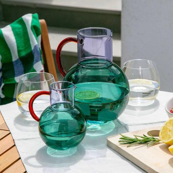 charles and marie PABLO GLASS JUG - Glas-Krug & Karaffe - Blaugrün & Lila | Block Design
