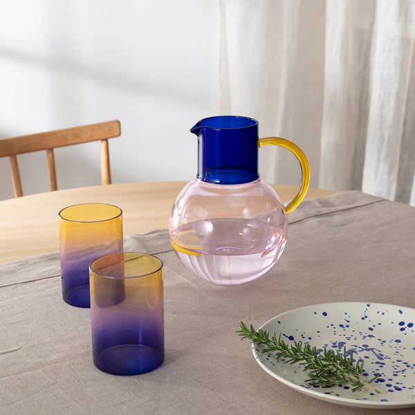 Charles And Marie PABLO GLASS JUG - Glas-Krug & Karaffe - Pink & Kobaltblau | Block Design