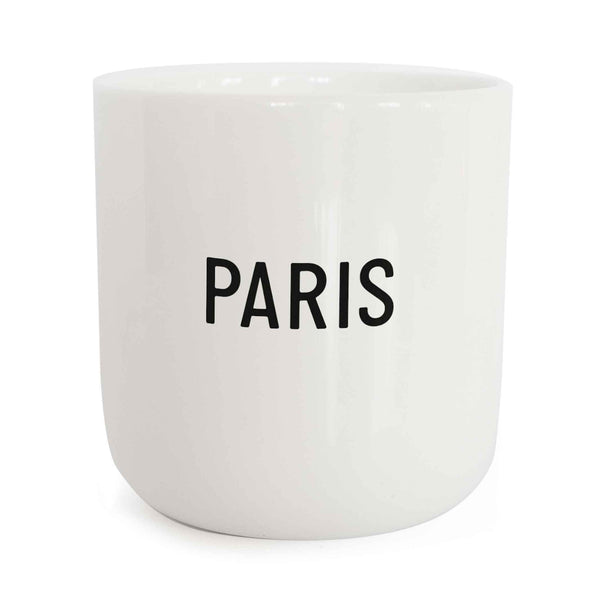 charles and marie PARIS | weisser Kaffee- & Tee-BECHER mit schwarzer Typo | City Collection | PLTY