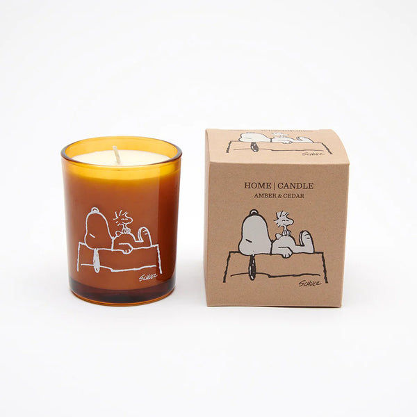 charles and marie PEANUTS - HOME CANDLE | Vegane pflanzliche WACHS-KERZE | Bernstein & Zedernholz | Magpie