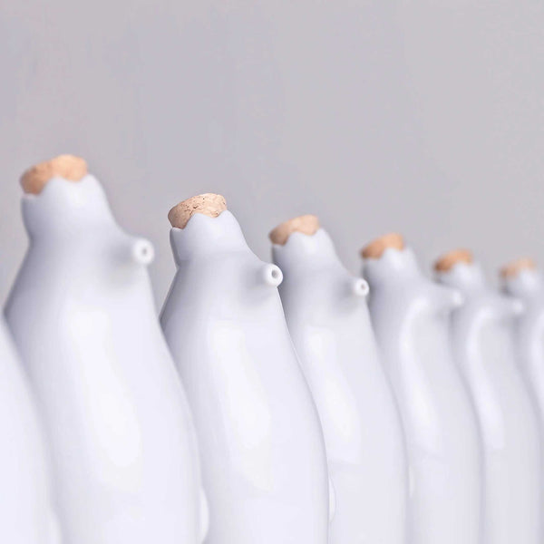 Charles And Marie PENGUIN KING - Weisses Porzellan ÖL- & ESSIGSPENDER SET | Holaria