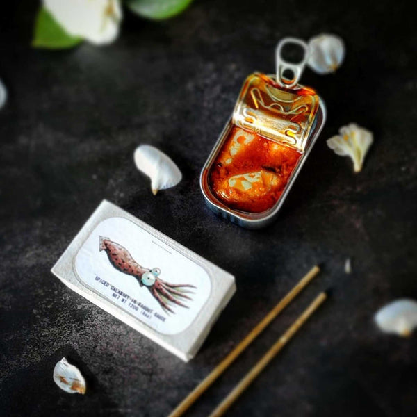 Charles And Marie Pikant Gefüllte KALAMARTUBEN In Ragoutsauce | Feinkost FISCHKONSERVE | 120gr | José Gourmet