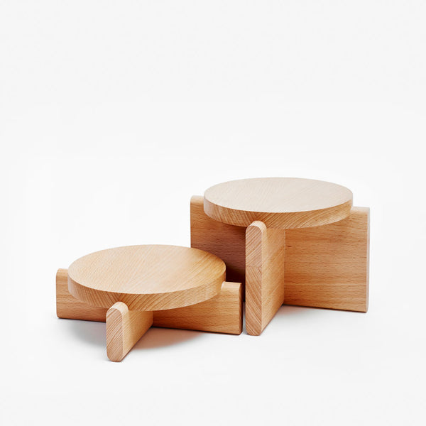 Charles And Marie PODEST-Set Natur | Holz-PODESTE Für Blumen Statuen | 2er Set | Pete Oyler | Areaware