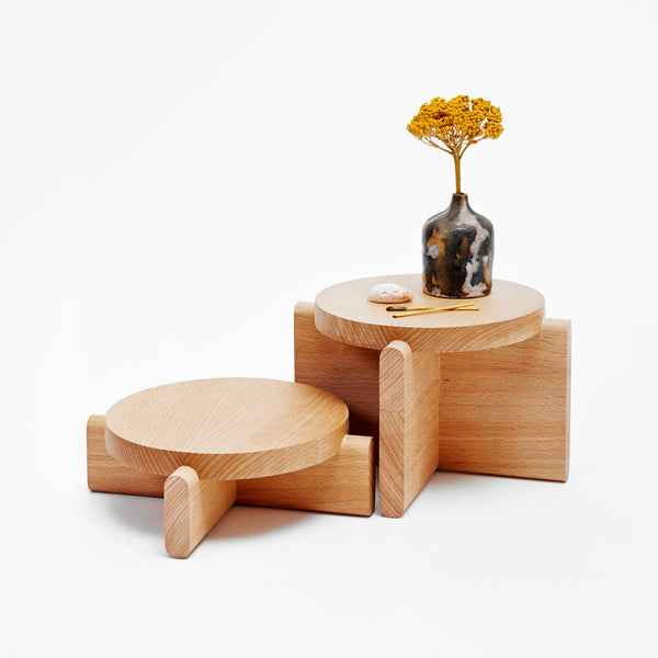 Charles And Marie PODEST-Set Natur | Holz-PODESTE Für Blumen Statuen | 2er Set | Pete Oyler | Areaware
