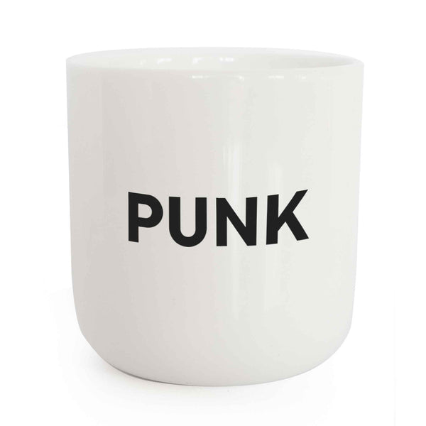 charles and marie PUNK | weisser Kaffee- & Tee-BECHER mit schwarzer Typo | Beat Serie | PLTY