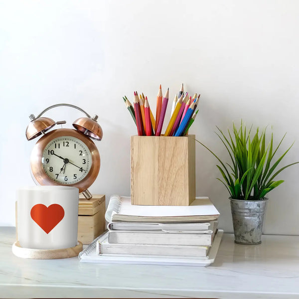 Charles And Marie RED HEART | Weisser Kaffee- & Tee-BECHER Mit Rotem HERZ | Letters & Glyphs Serie | PLTY