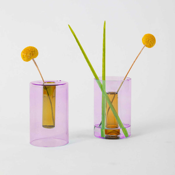 Charles And Marie REVERSIBLE GLASS VASE - Glas-VASE - Flieder & Pfirsich | Block Design