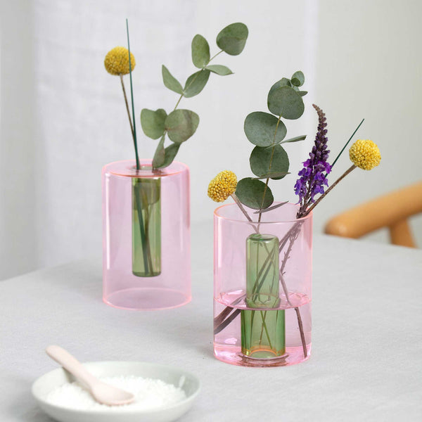 charles and marie REVERSIBLE GLASS VASE - Glas-VASE - Pink & Grün | Block Design