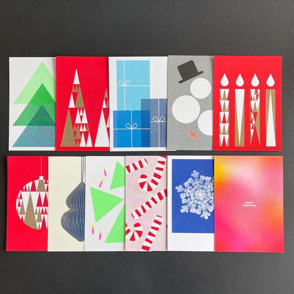 Charles And Marie RIO | WEIHNACHTS-GRUSSKARTEN-SET | 11 Stck. In Risographie-Druck | Herr & Frau Rio