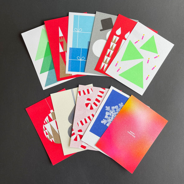 charles and marie RIO | WEIHNACHTS-GRUSSKARTEN-SET | 11 Stck. in Risographie-Druck | Herr & Frau Rio