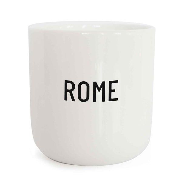 charles and marie ROME | weisser Kaffee- & Tee-BECHER mit schwarzer Typo | City Collection | PLTY