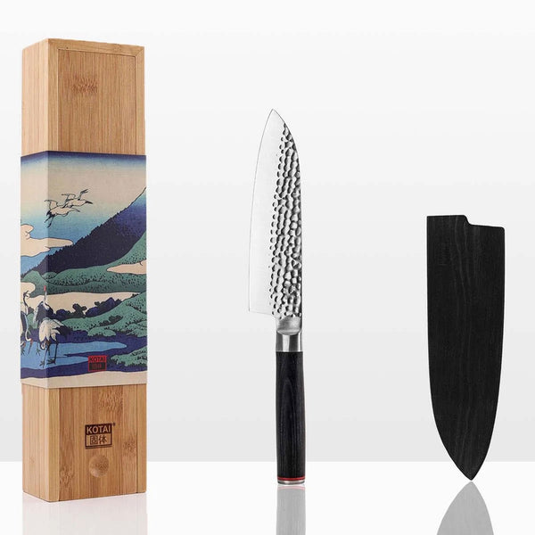 Charles And Marie SANTOKU | MEHRZWECKMESSER | Hölzerne Saya & Bambus-Geschenkbox | 18cm Klinge | Kotai