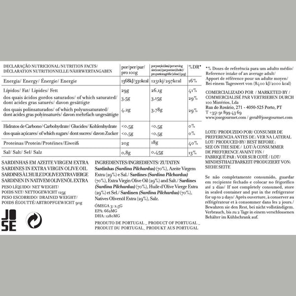 Charles And Marie SARDINEN In Nativem Olivenöl Extra | Feinkost FISCHKONSERVE | 120gr | José Gourmet