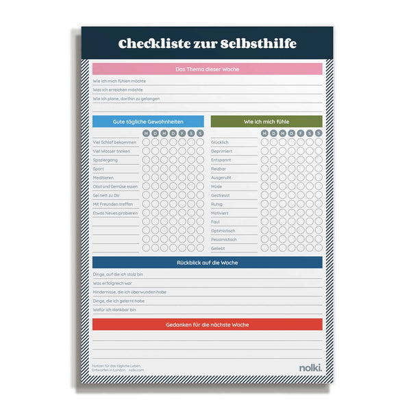 charles and marie SELF CARE CHECKLIST | SELBSTHILFE CHECKLISTE | A5 & 100 Seiten | nolki