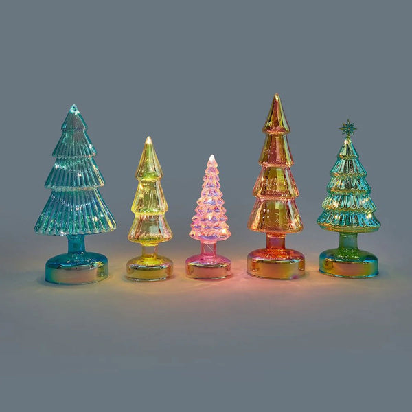 charles and marie Small Colorful LED GLASS LIGHTED TREES - Glas-Tannenbäume mit LED Beleuchtung - 5er Set | MoMA