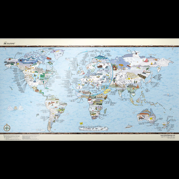 Charles And Marie SNOWTRIP MAP | Wintersport-WELTKARTE | 98x56 Cm | Awesome Maps