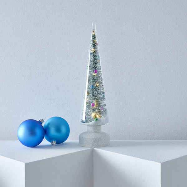 charles and marie SNOWY WONDERLAND Small - Kleiner Glas-TANNENBAUM mit LED Beleuchtung - 36 cm hoch | MoMA