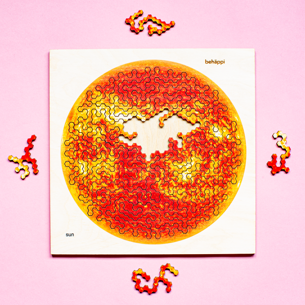 Charles And Marie SONNE | Außergewöhnliches IQ-HOLZPUZZLE | PLANETEN-Serie | Level Schwer | Behäppi